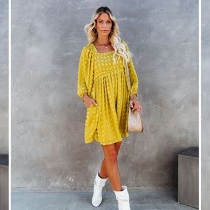 Treat Yourself Pocketed Pom Dress - Lime